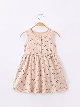 1pc Sweet Cherry Pattern Printed Girls' Vest Dress, Summer